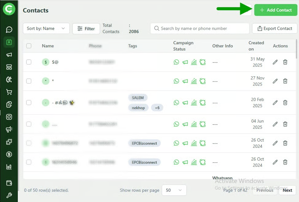 Add Contact button in KWIC Contacts