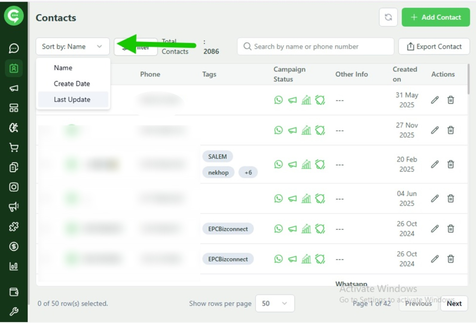Sort contacts in KWIC by name