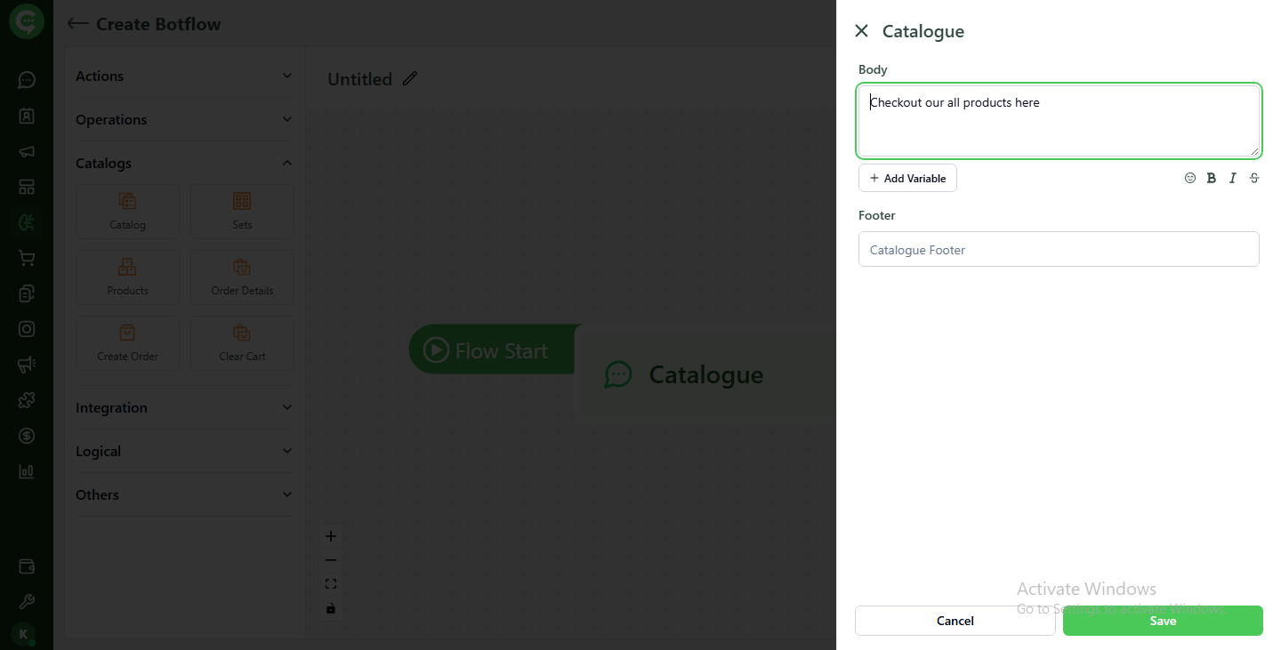 Update Attribute example: output values in BotFlow