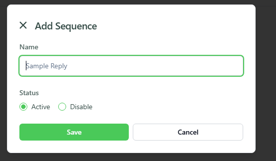 Add Sequence button in KWIC Automations