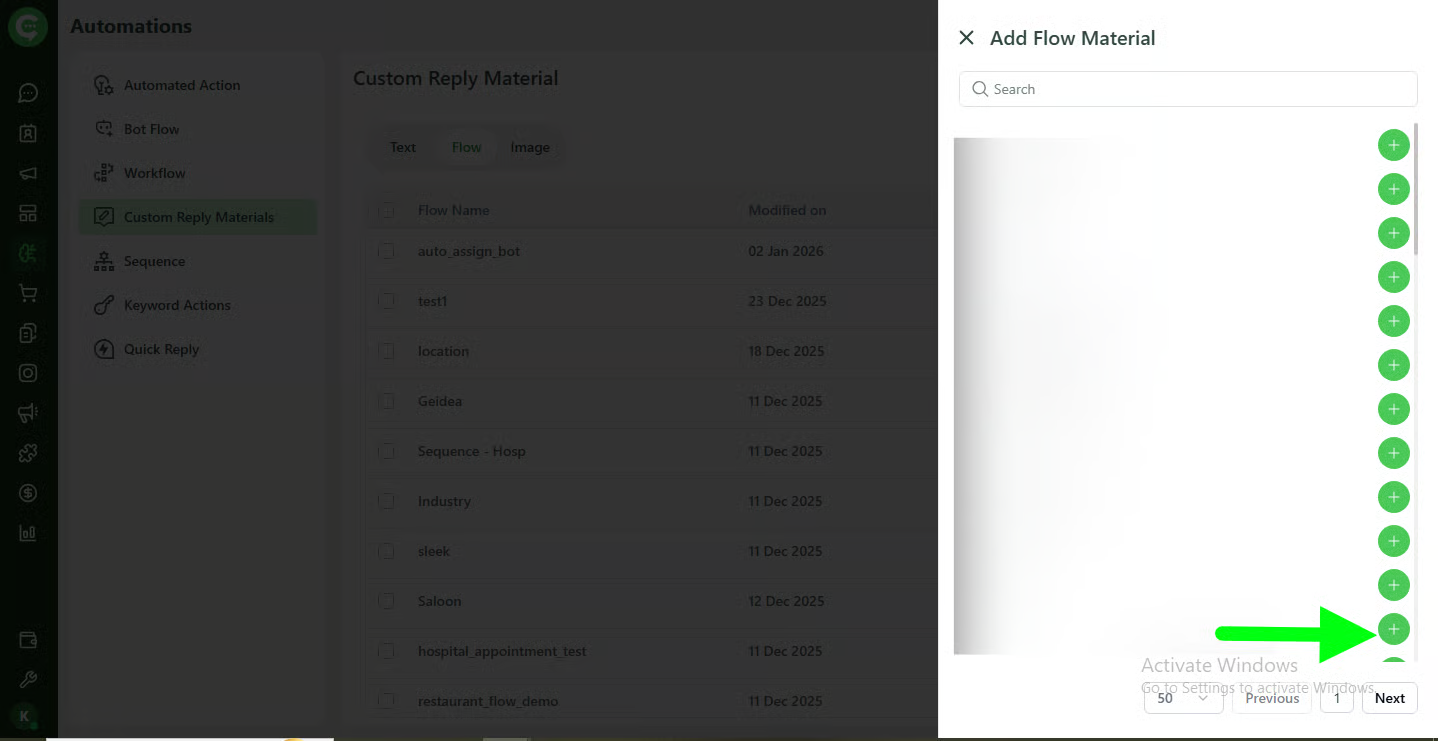 Assign a text reply to a keyword action in KWIC