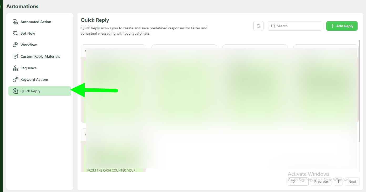 Open Automations from the KWIC menu (Quick Reply)