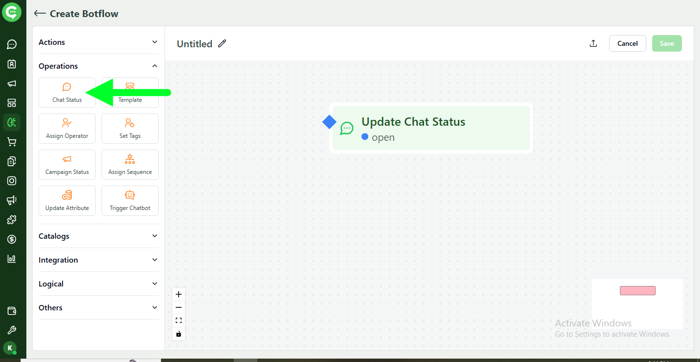Set Status operation in KWIC BotFlow